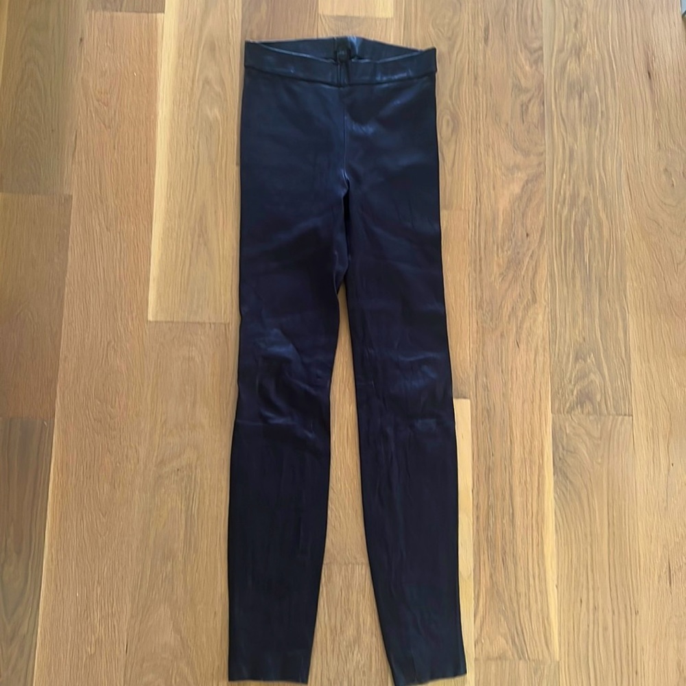 J. Crew size 2, navy blue leather leggings